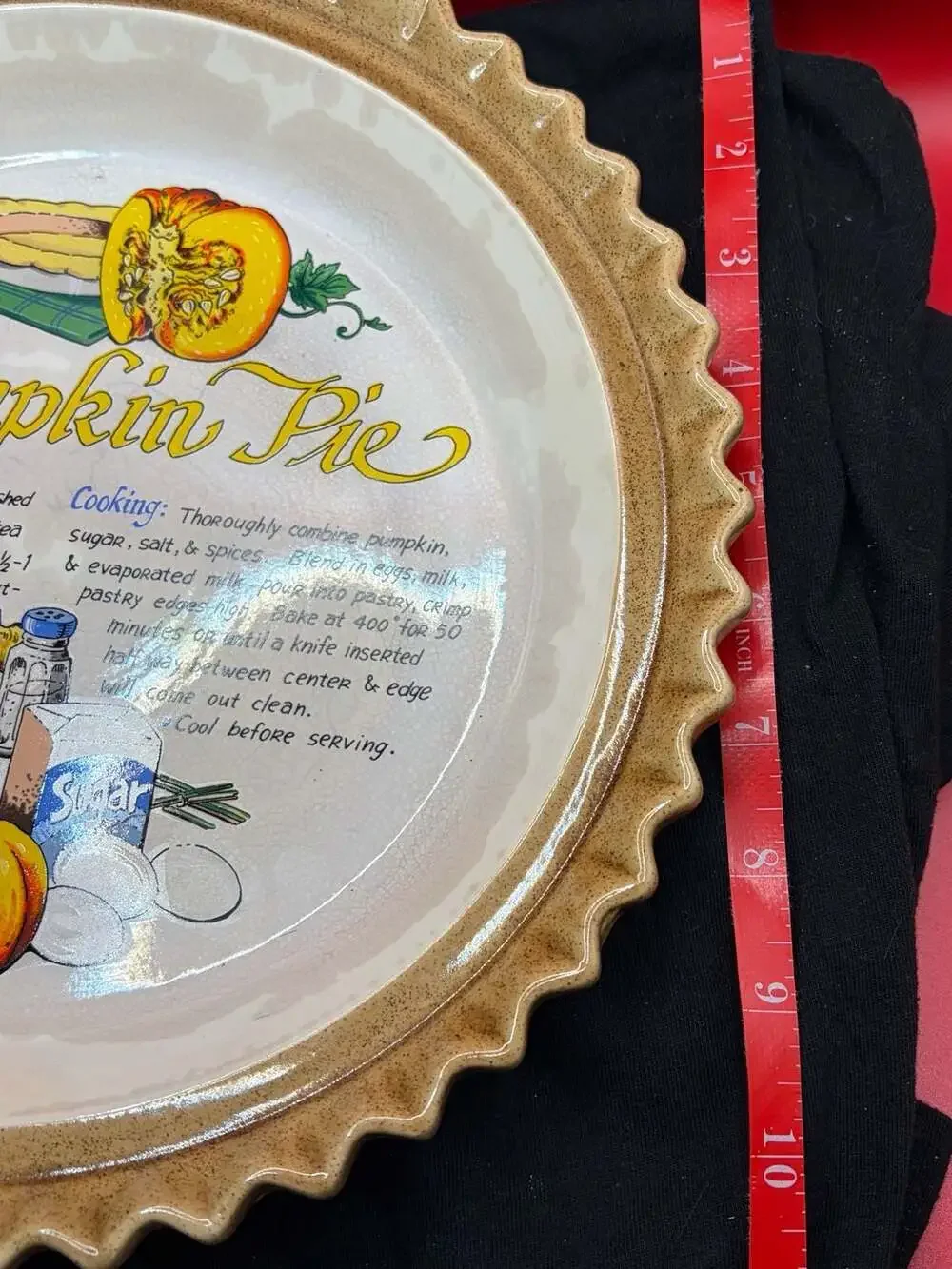 Vintage Pumpkin Pie Recipe Ceramic Baking Pie Plate Pan